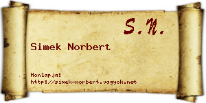 Simek Norbert névjegykártya